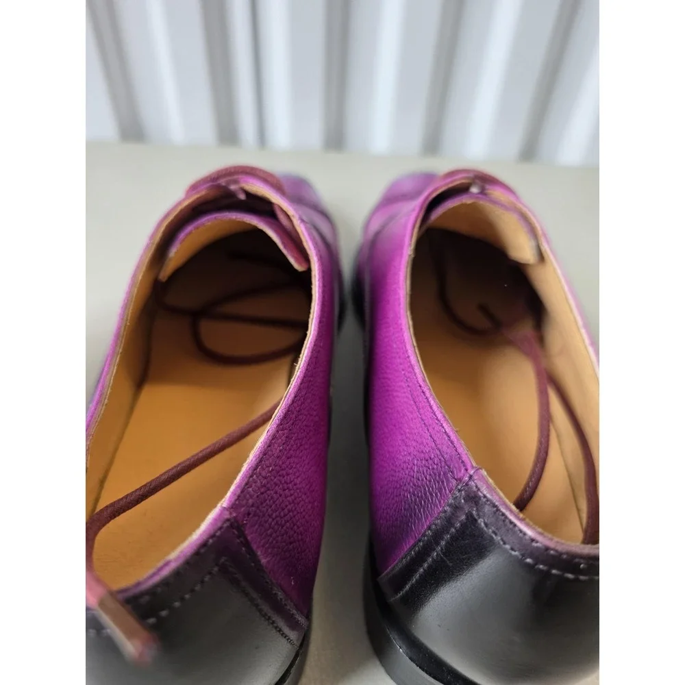 Tokiyos Shoes Mens Size 8 Purple Leather Lace Up Oxford Dress Square Toe 8019-5